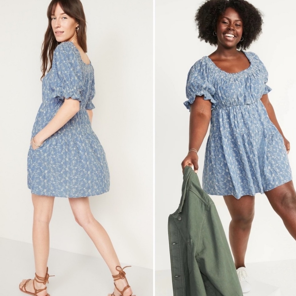Old Navy Light Blue Cotton Summer Dress Sz Lg w/pockets